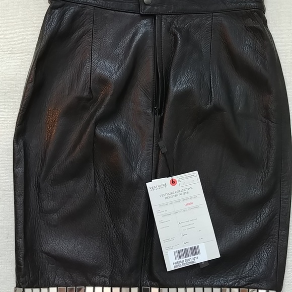 MOSCHINO LEATHER SKIRT WITH MIRROR HEM IT46 - Picture 3 of 6
